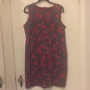 Lands End Red Paisley Sheath Dress